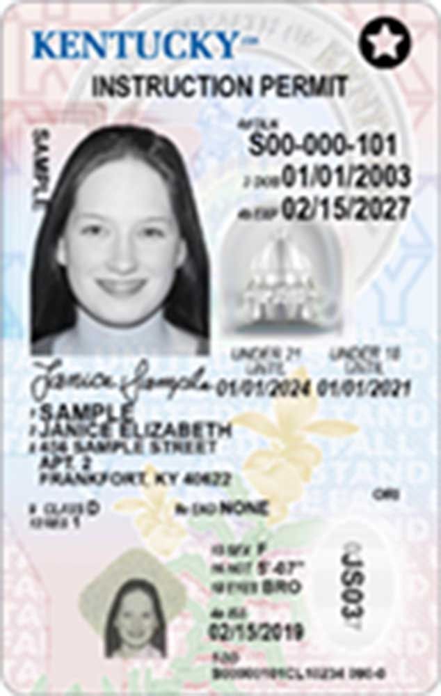 Example of an Under 21 Instruction Permit